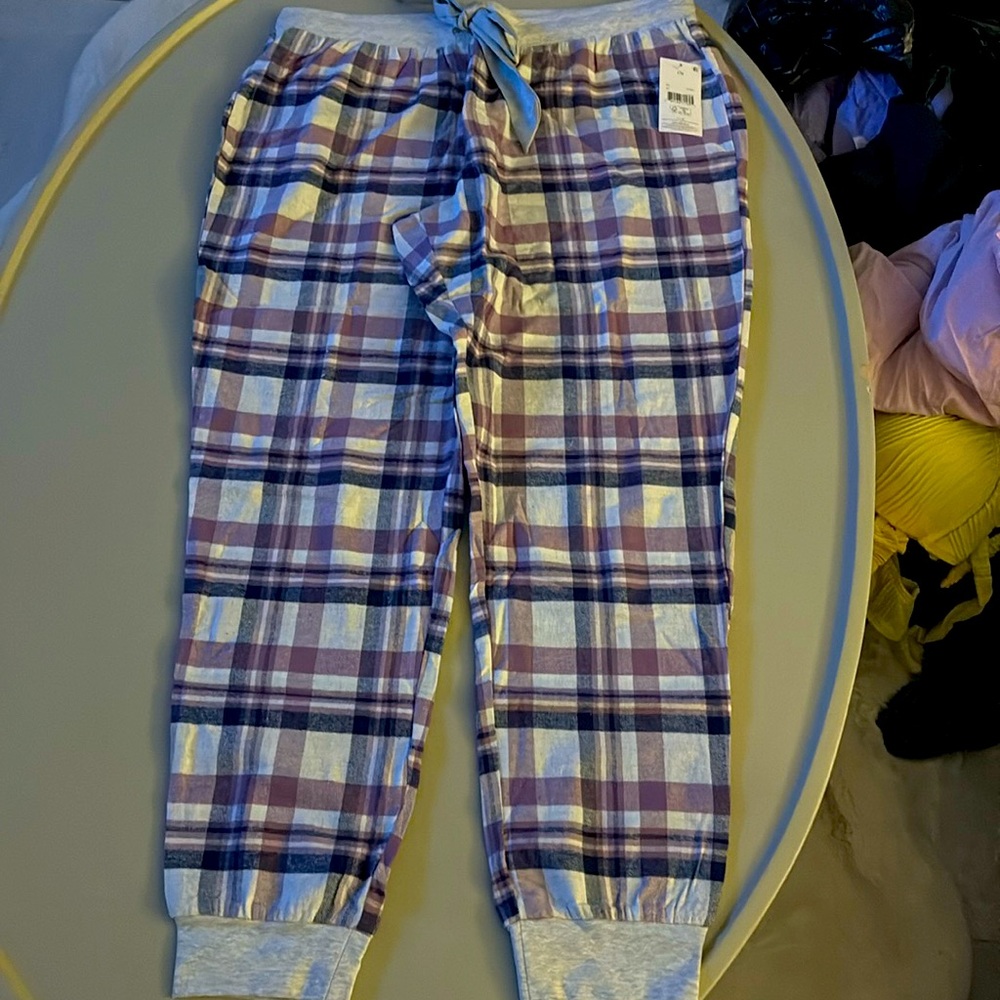 Cotton Plaid Pajama Bottoms